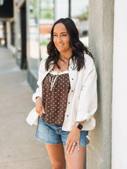 Brown And Cream Polka Dot Blouse