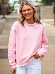 Pink Faux Layered Crewneck