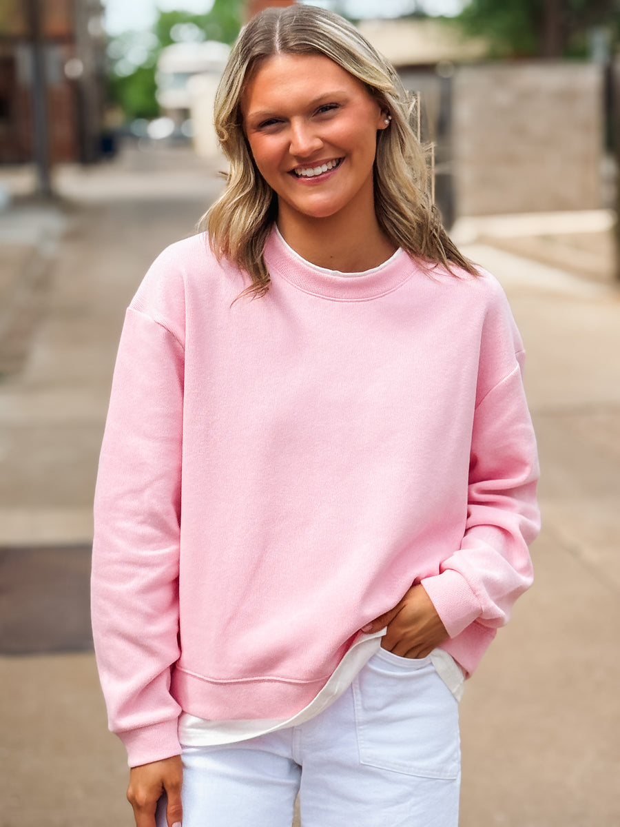 Pink Faux Layered Crewneck