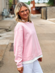 Pink Faux Layered Crewneck