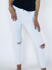 white distressed skinny jeans