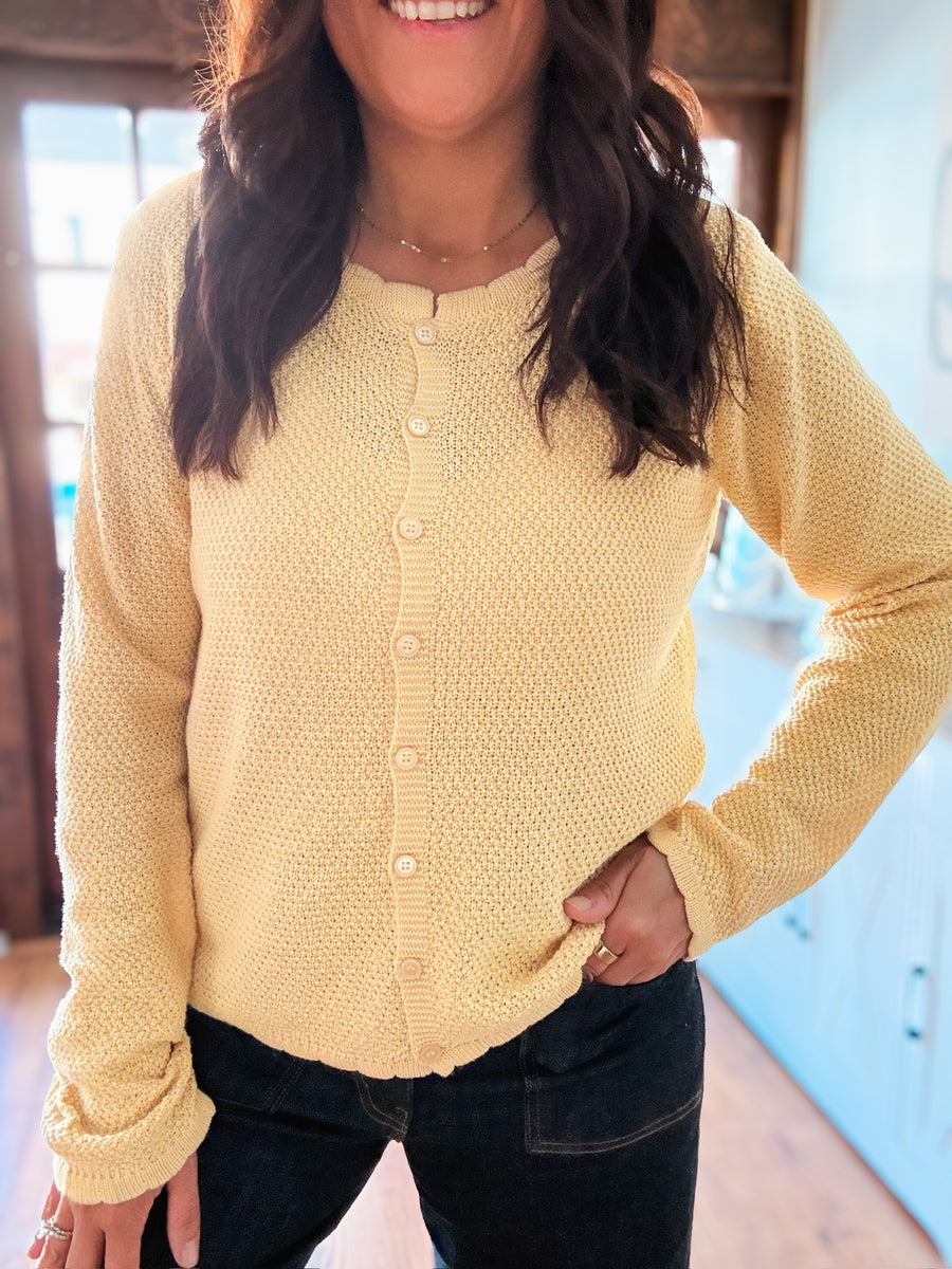 Yellow Scallop Detail Cardigan
