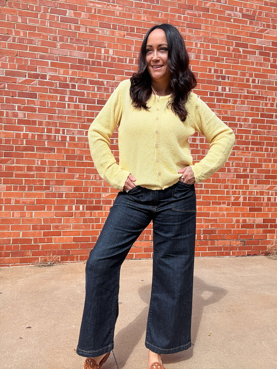 Yellow Scallop Detail Cardigan