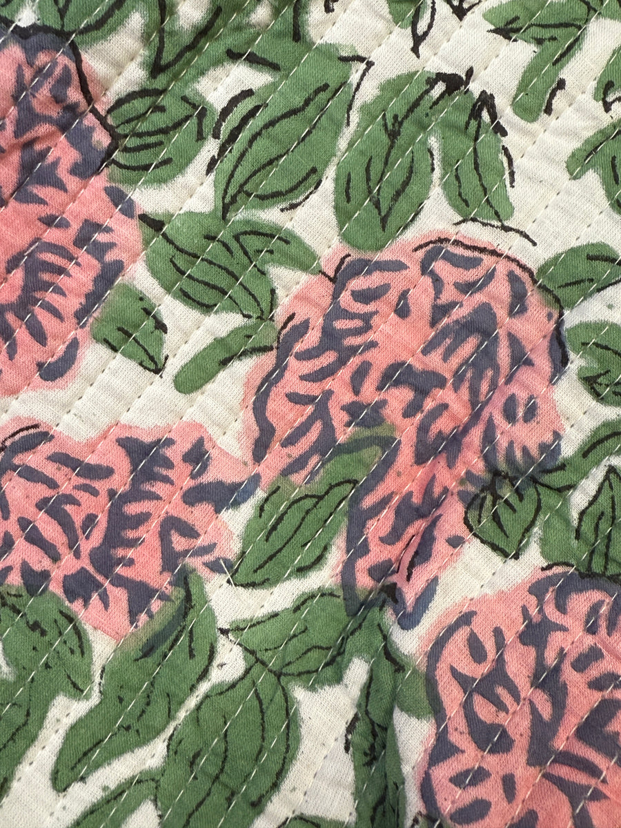 Quilted Block Print Makeup Bag