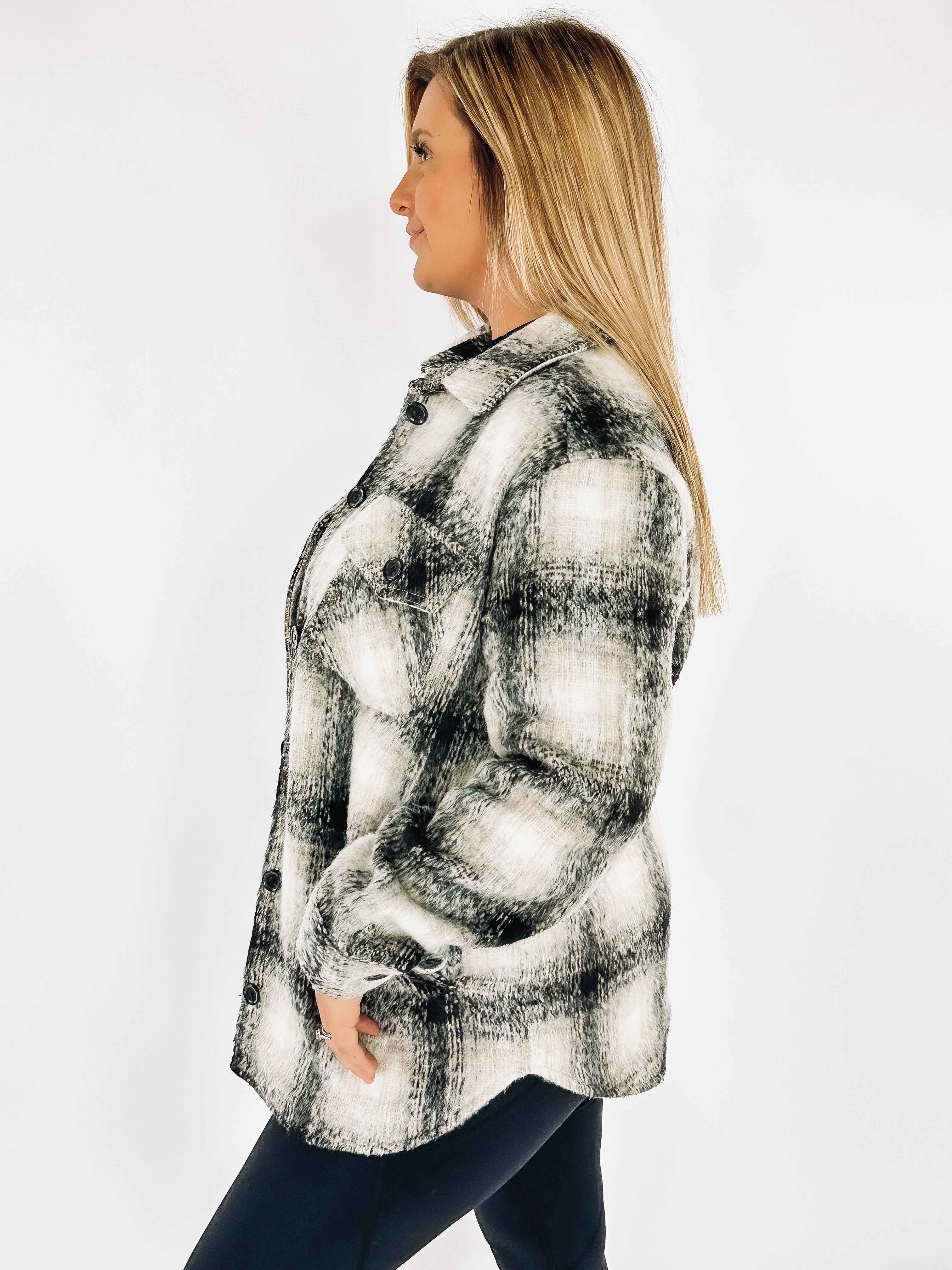 black and white plaid shacket
