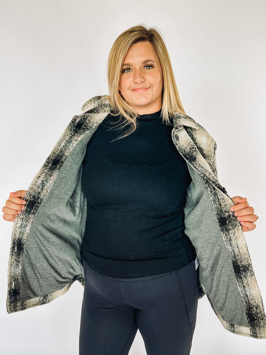 black and white plaid shacket