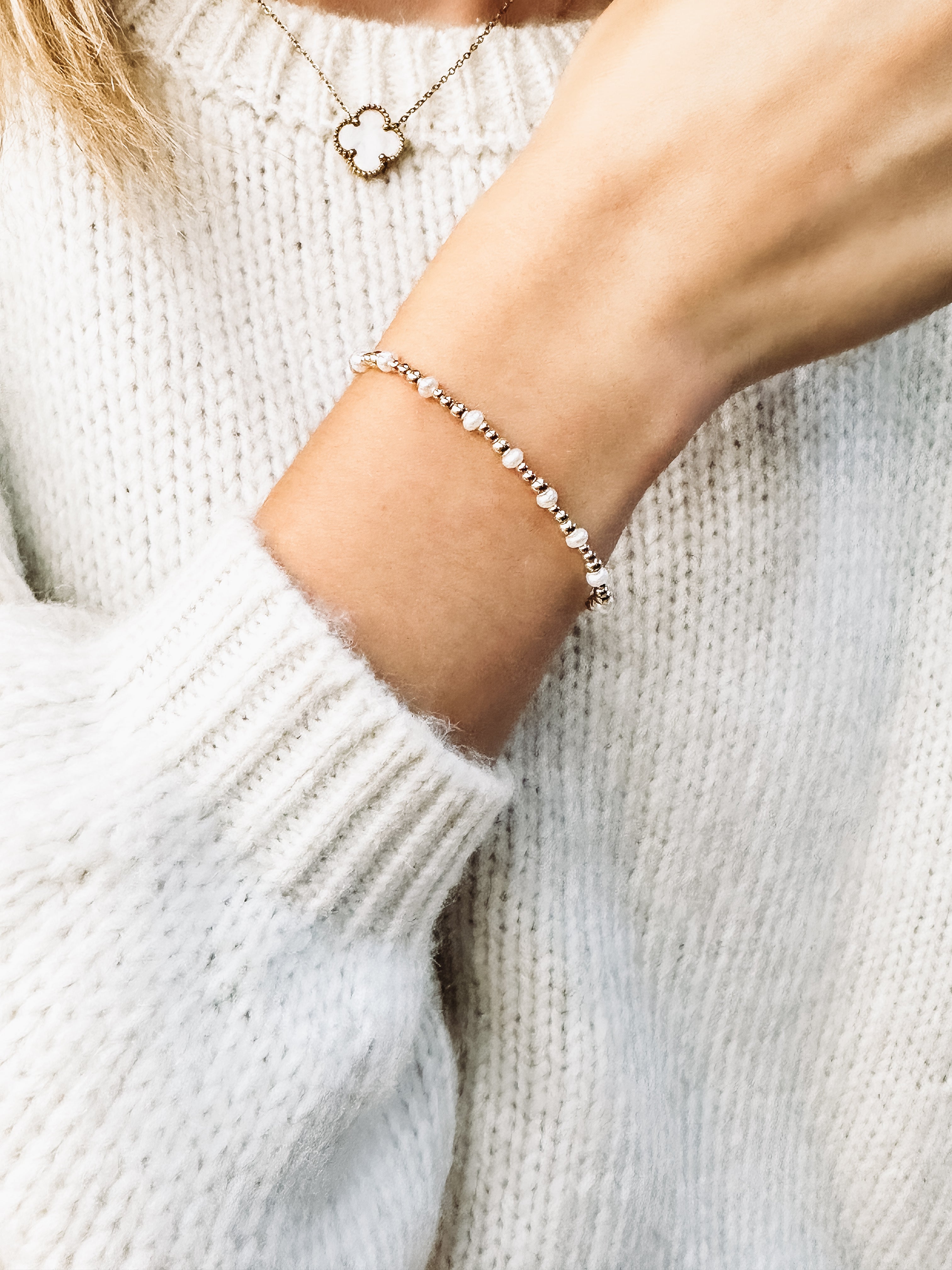 gold filled and pearl beaded bracelet