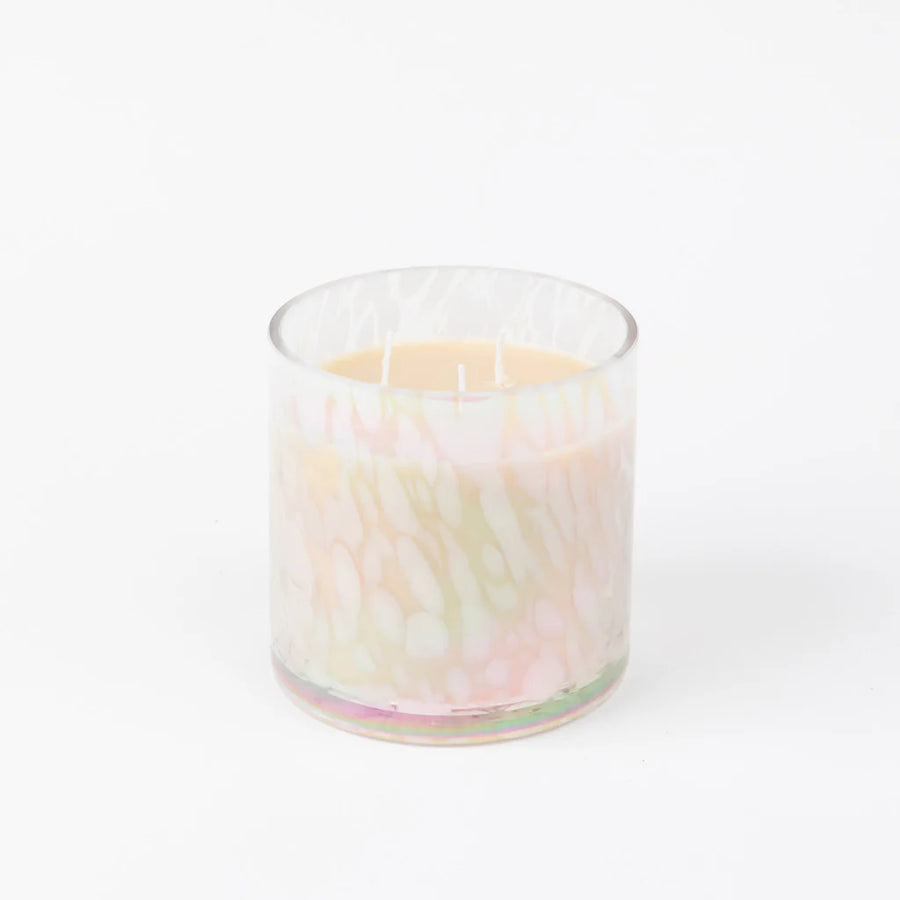 Iridescent White Tortoise shell candle by Sweet grace.