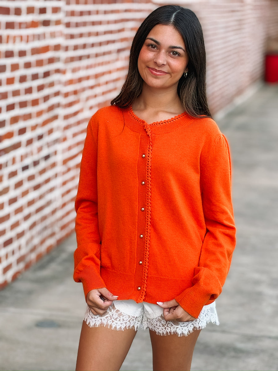 Scalloped detail long sleeve cardigan 