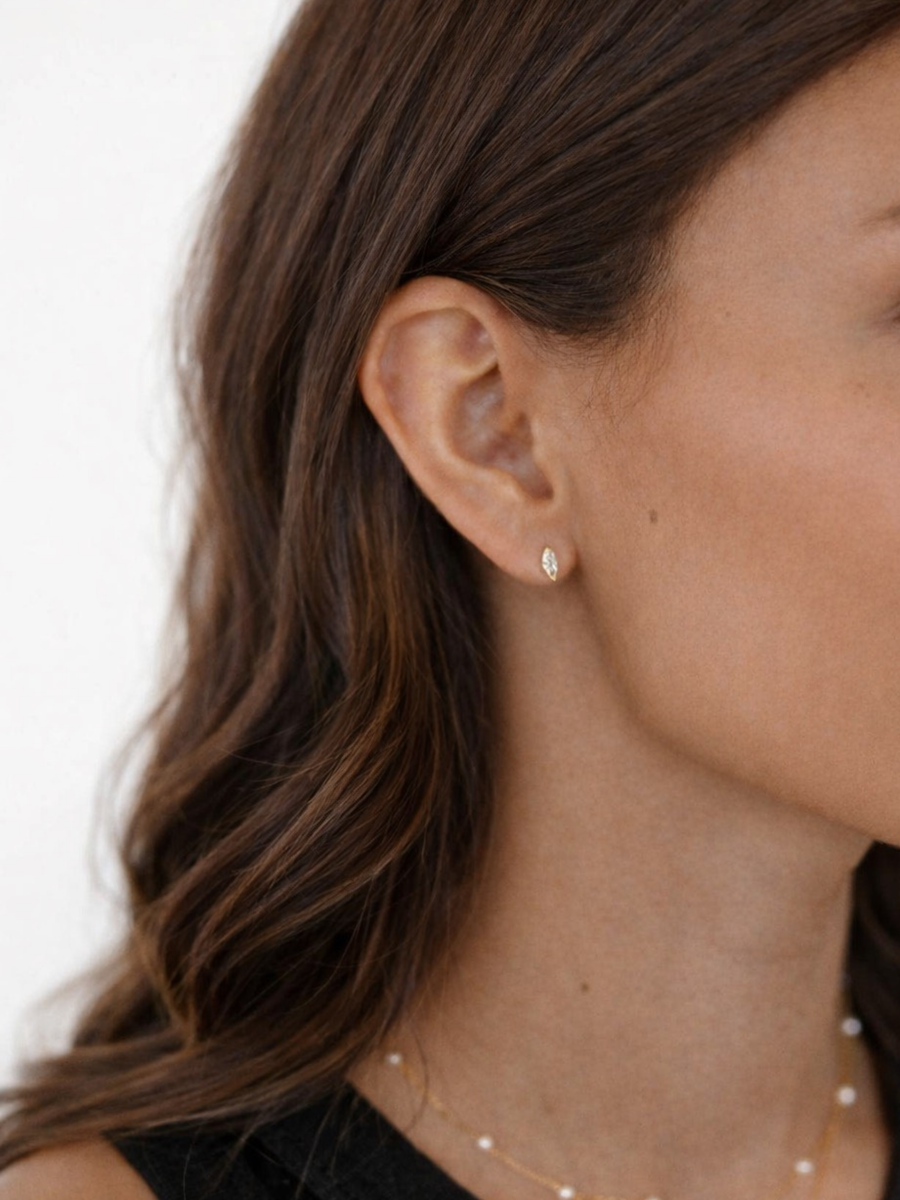 Sleek marquise-cut CZ studs