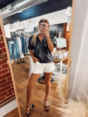 Cream Pleated Dress Shorts