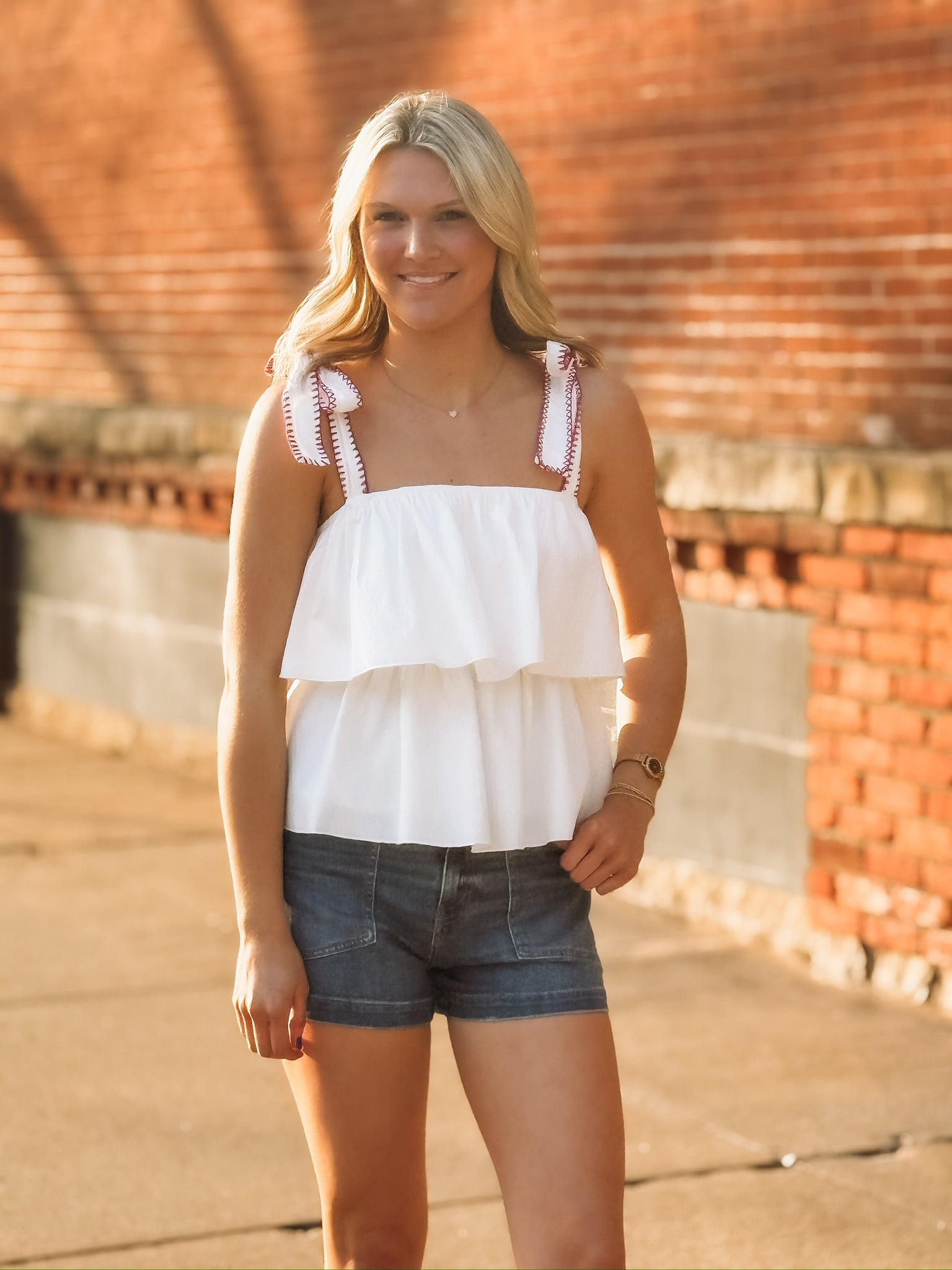 Dark wash front patch pocket shorts by Daze Denim.