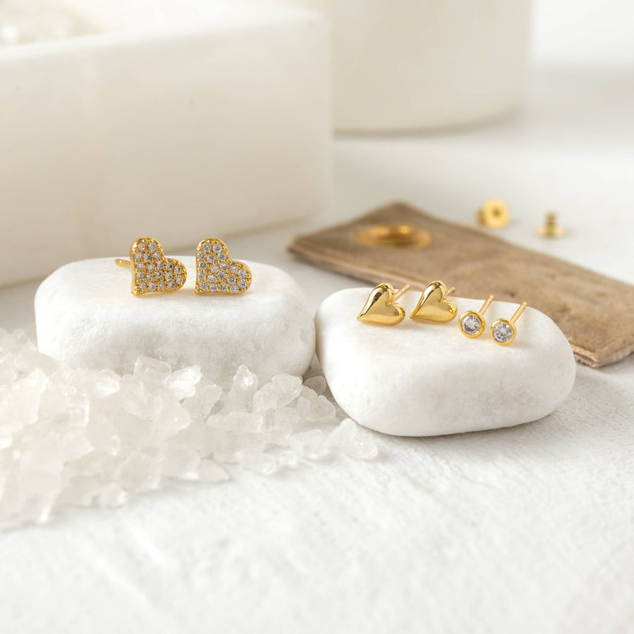 Heart Pave Stud Stack