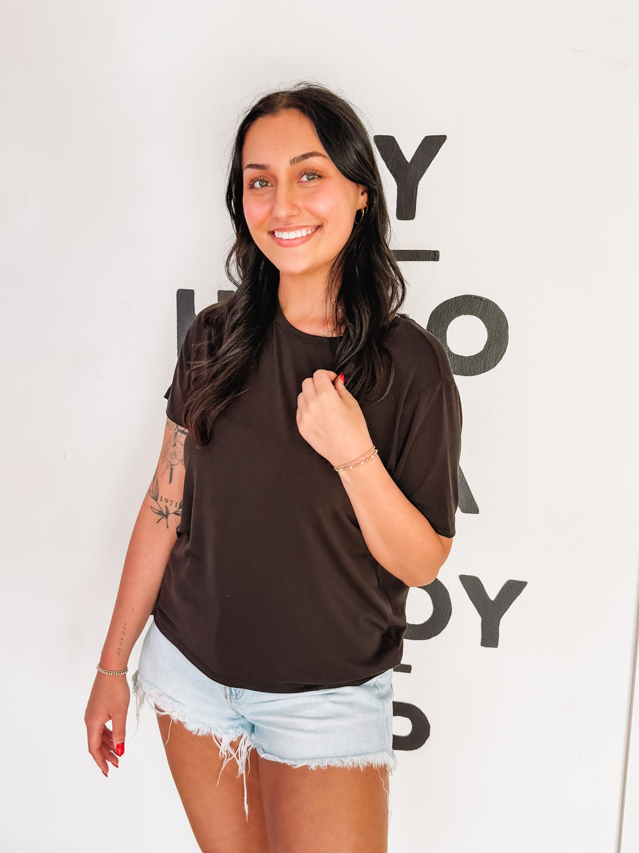 black short sleeve modal top.