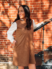 brown suede shift dress