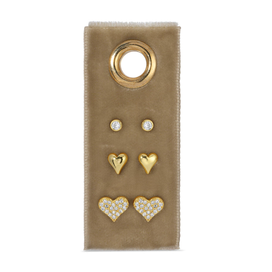 Heart Pave Stud Stack