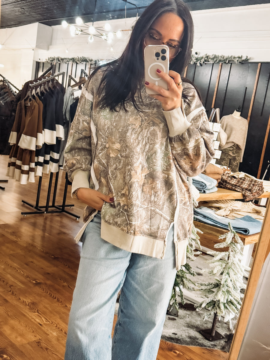 camo print sweatshirt