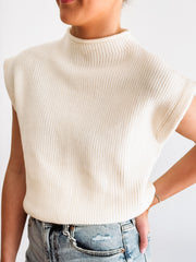 cream mock neck sweater vest