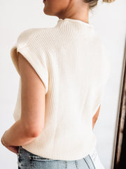cream mock neck sweater vest