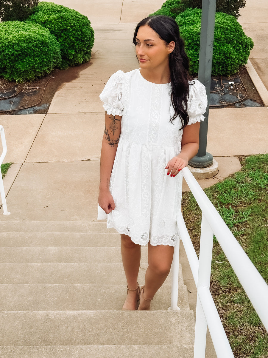 white embroidery dress