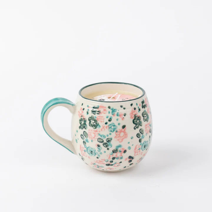 floral coffee mug candle