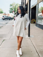 Cream and brown gingham denim feeling tank dress.