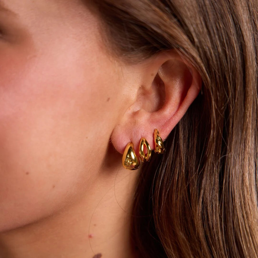 Gold Chunky Waterproof Huggie Earring Set