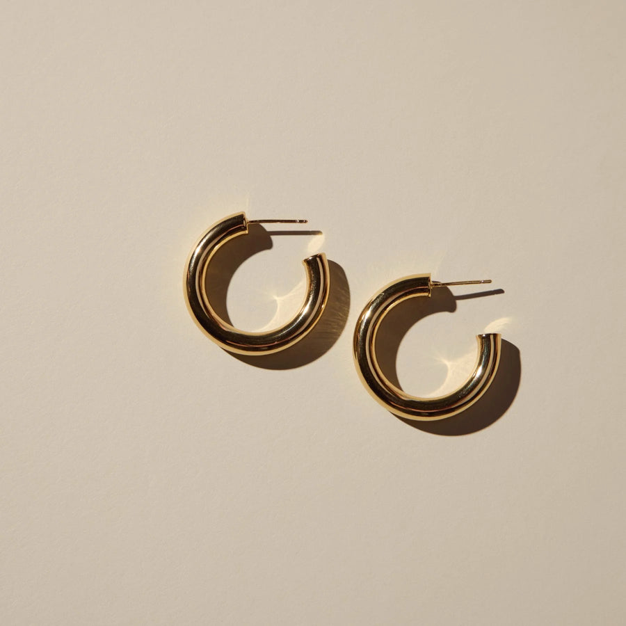 Gold Waterproof Chunky Hollow Hoop Earrings (M)