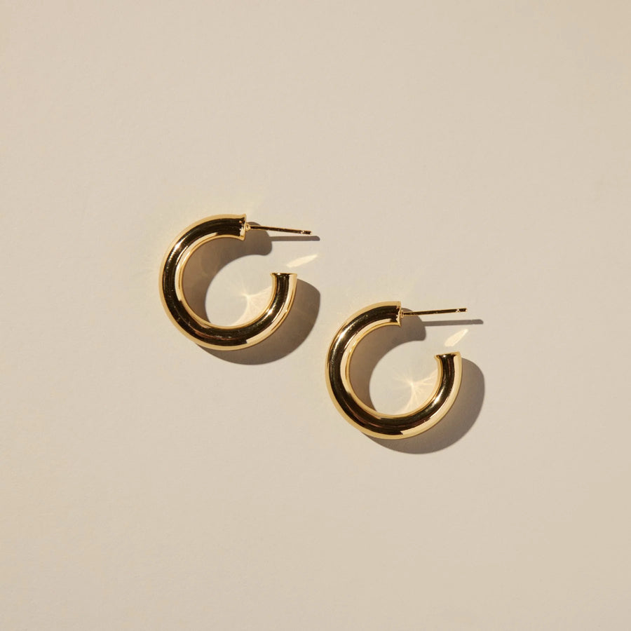 Gold Waterproof Chunky Hollow Hoop Earrings (S)