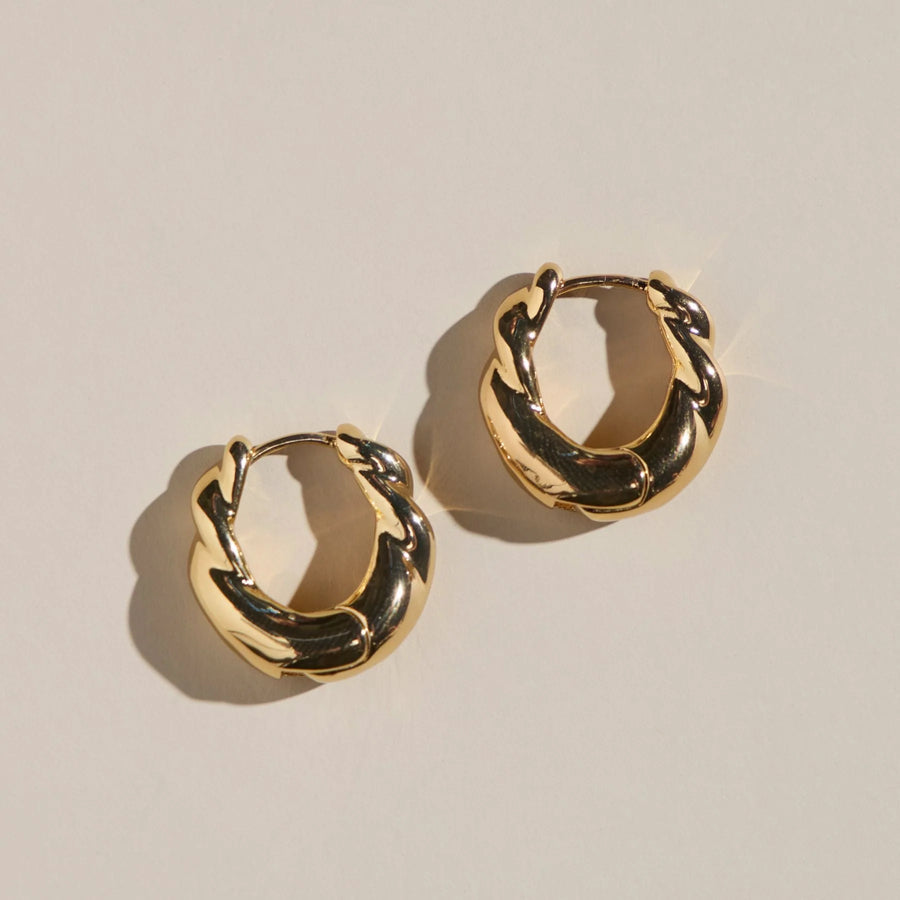 Gold Waterproof Wide Twist Hoop Earrings