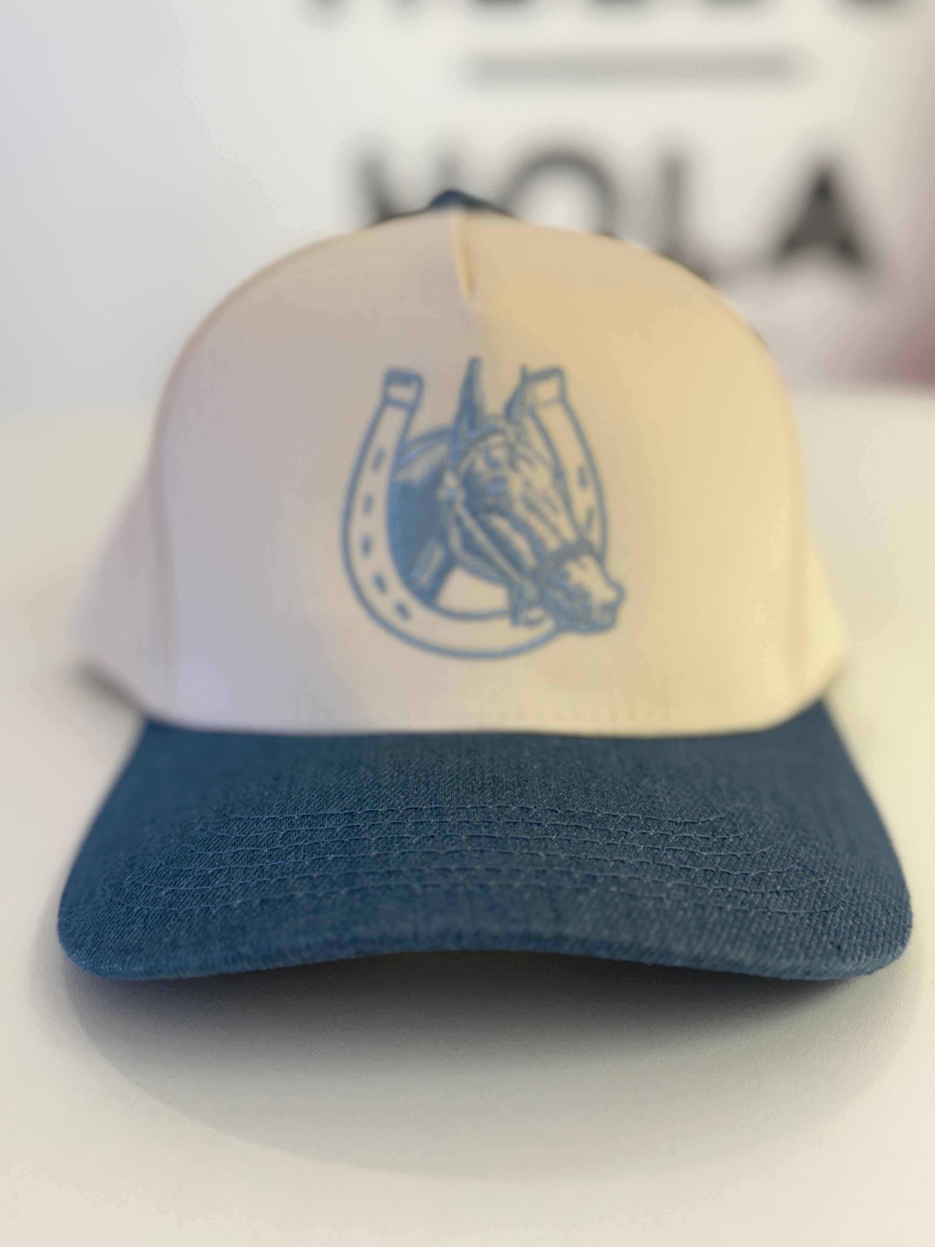 horse in horseshoe graphic canvas hat