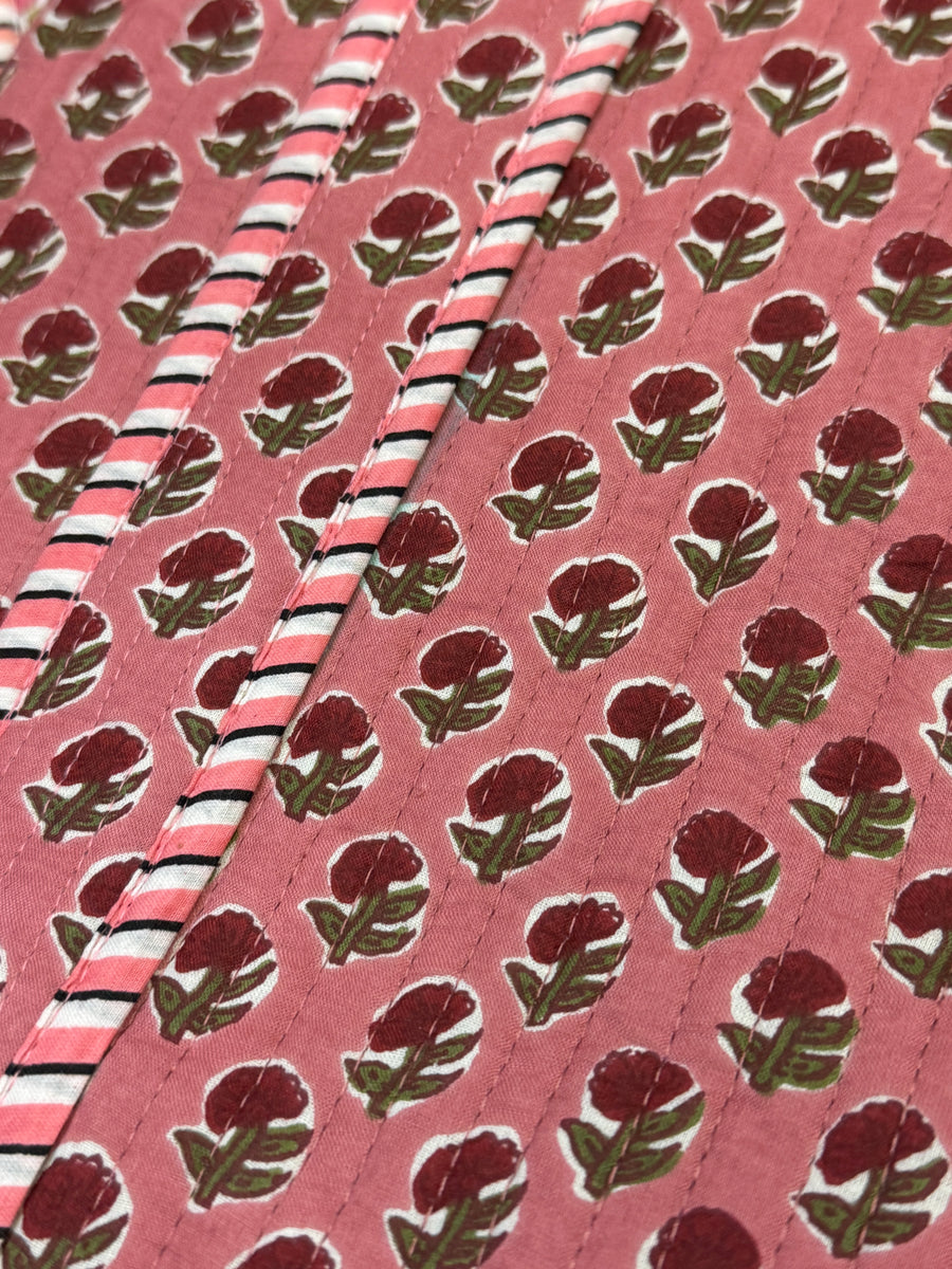 quilted tote bag in rose garden