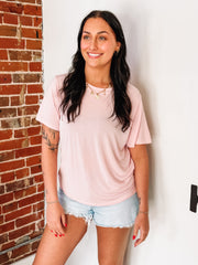 pink modal short sleeve top