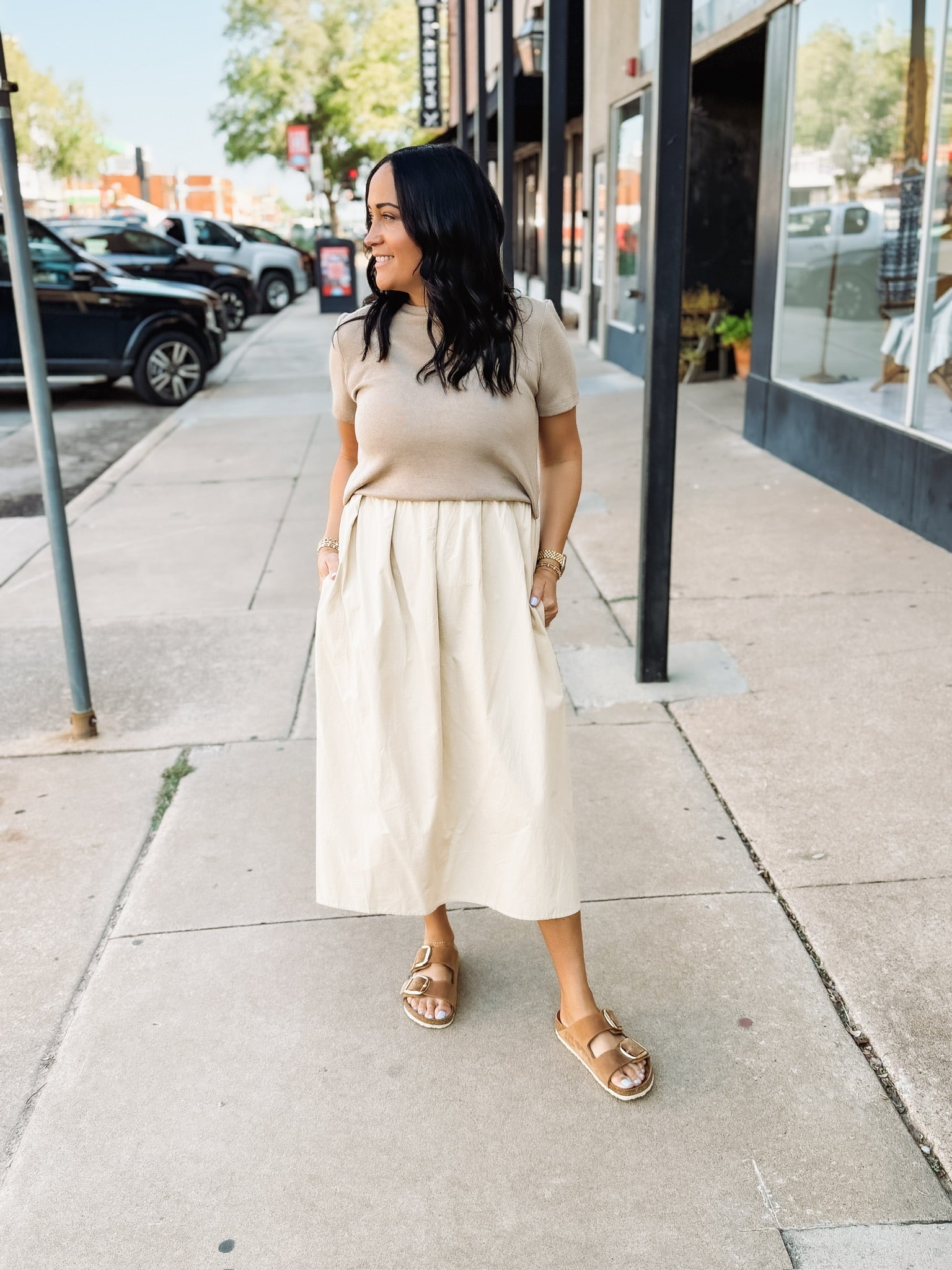mixed media sweatrer midi dress