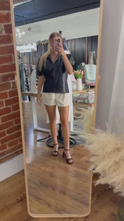 Cream Pleated Dress Shorts