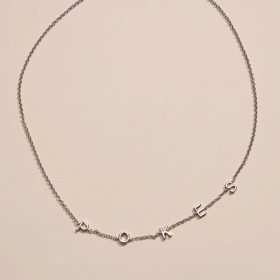 Silver Oklahoma State University "POKES" Initial Necklace