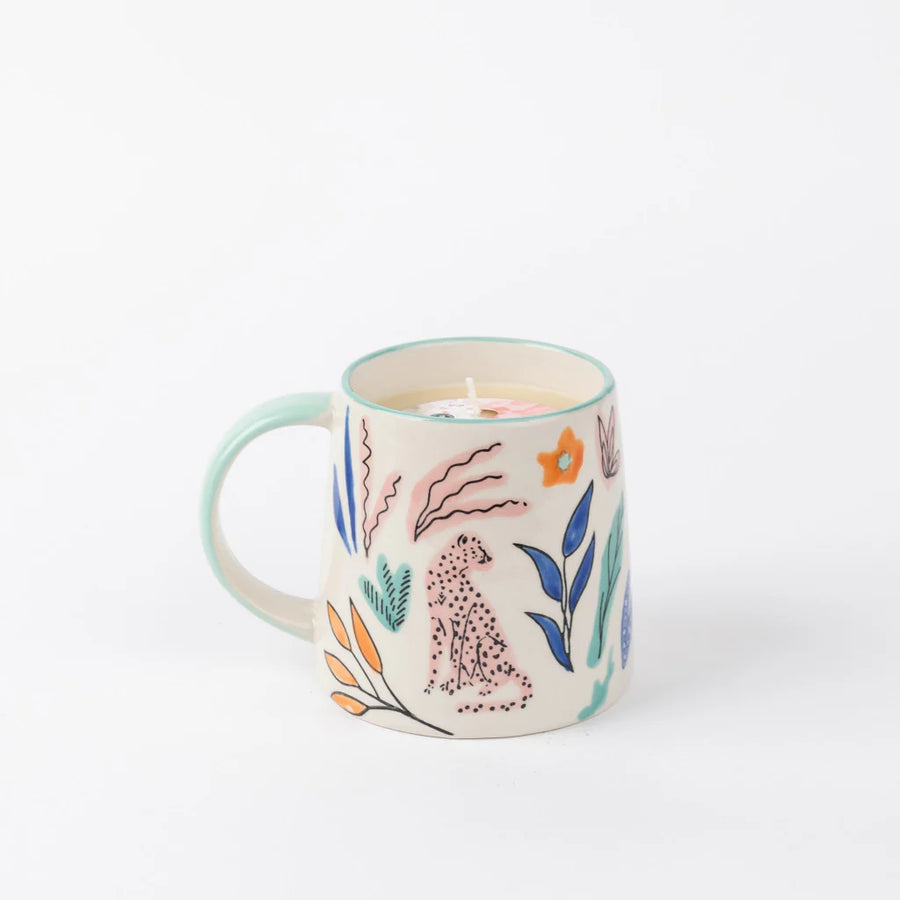 Sweet grace candle in a floral abstract mug.