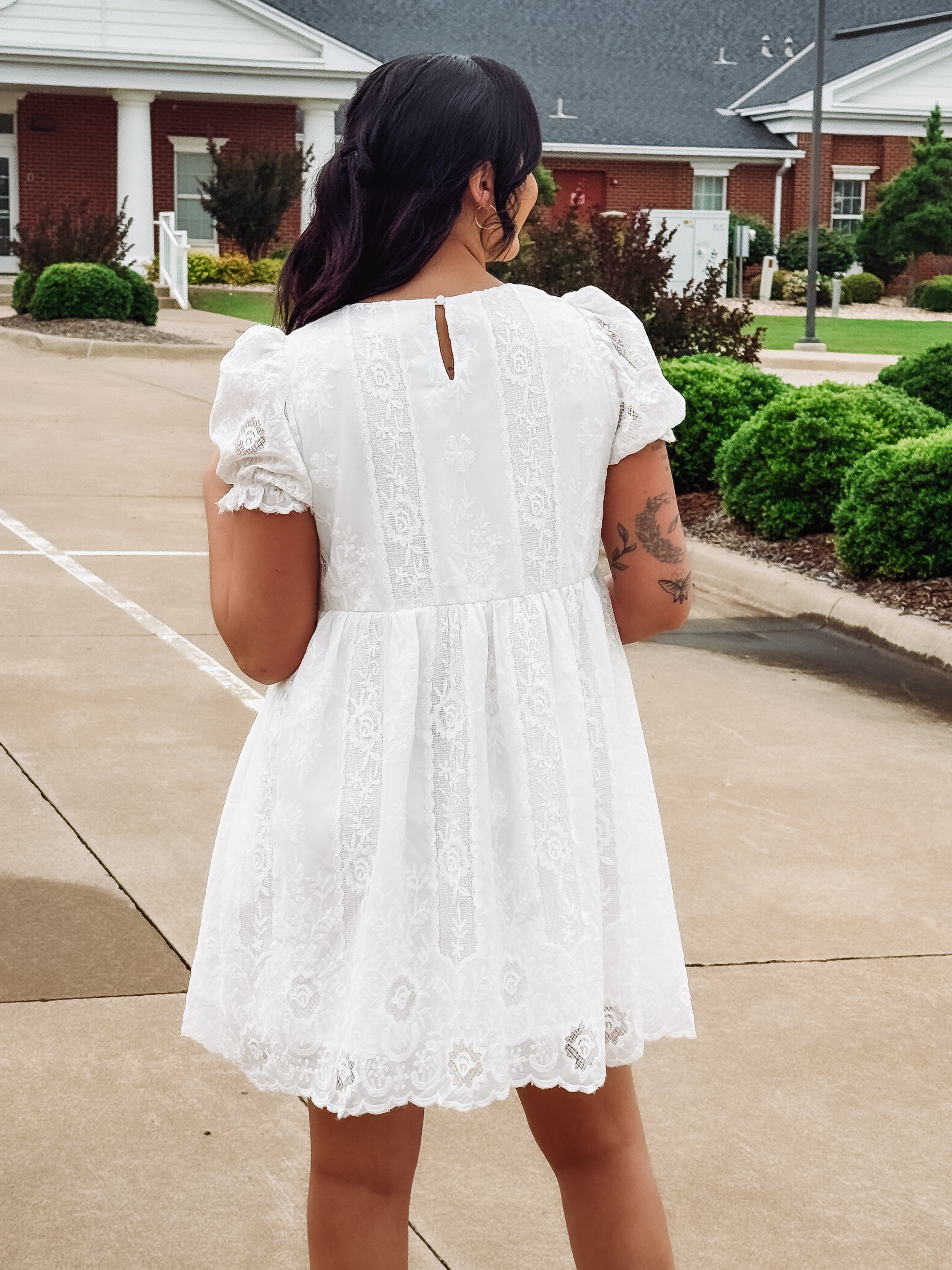 white embroidery dress