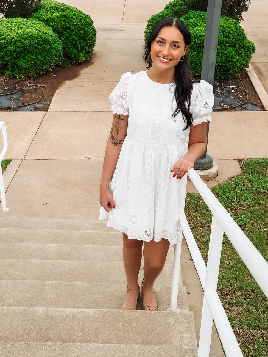 white embroidery dress