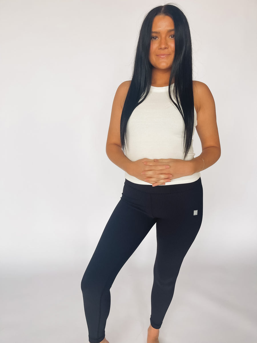 black ribbed leggings