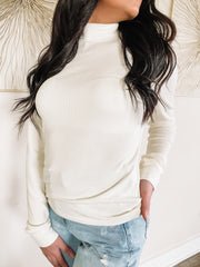 cream mock neck long sleeve