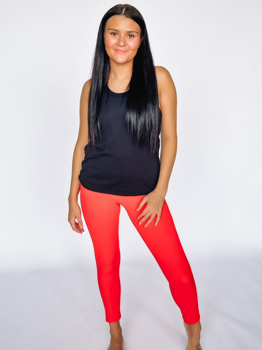 red pocket leggings