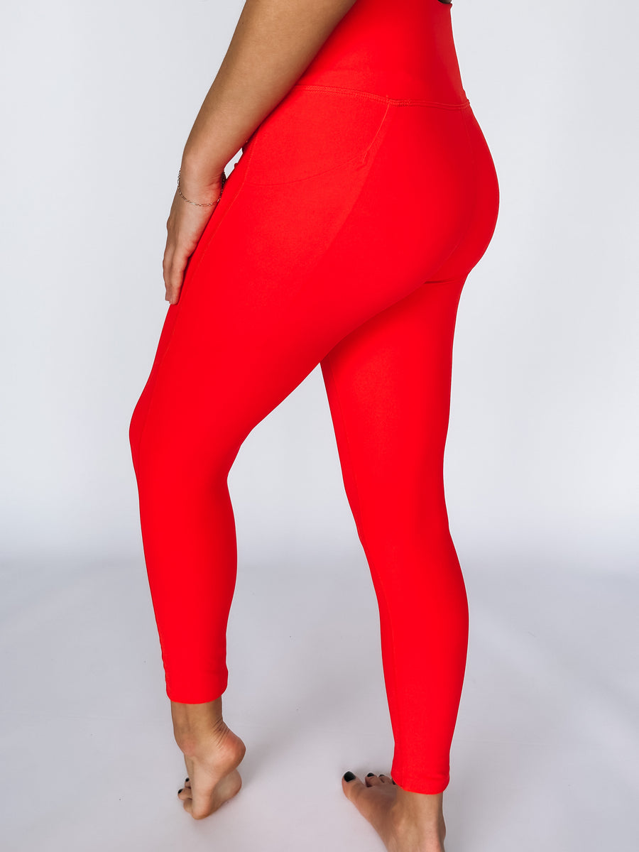 red pocket leggings