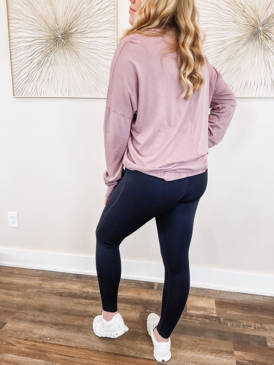 black ribbed leggings