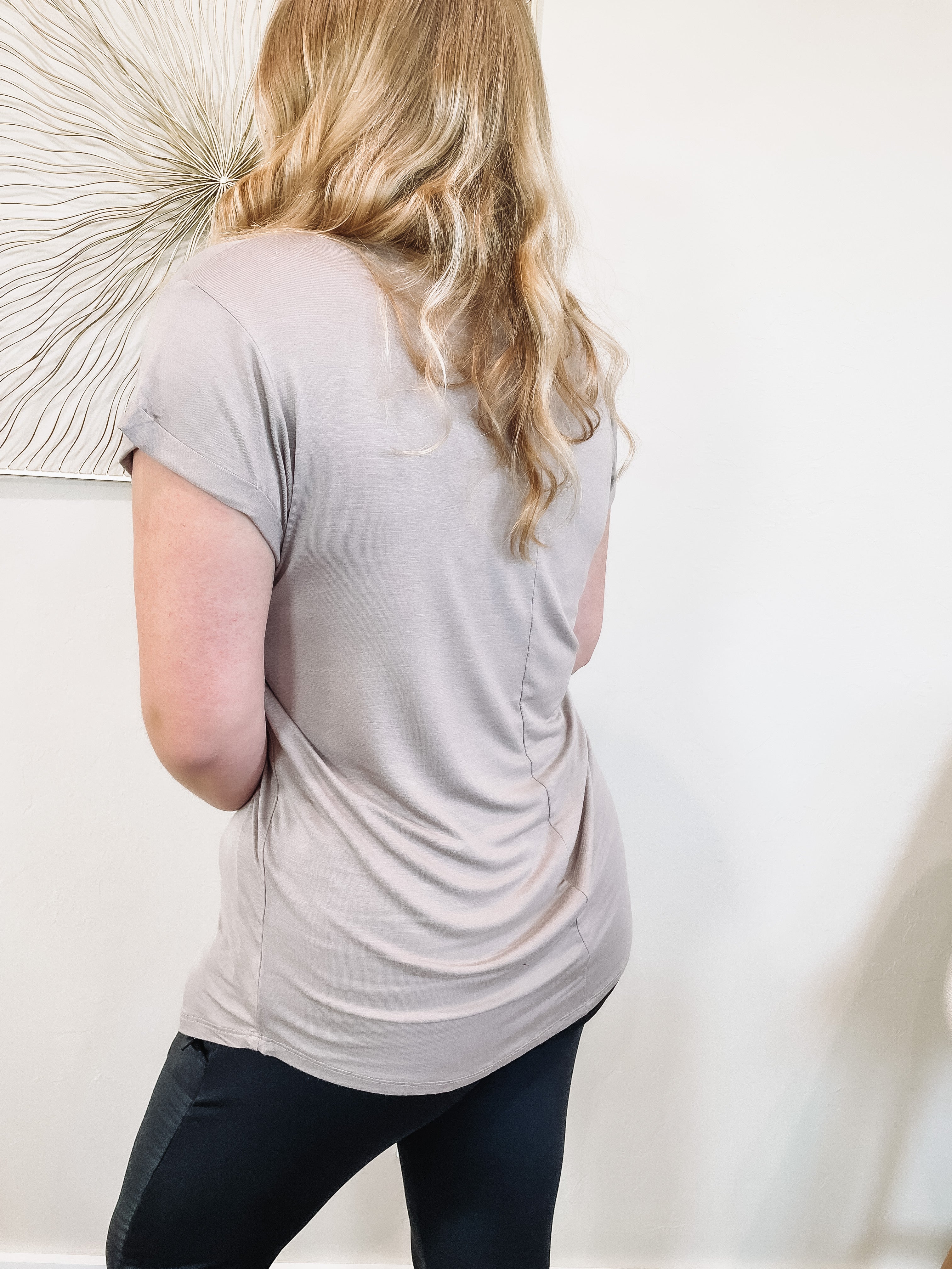 taupe cap sleeve tee