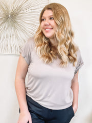 taupe cap sleeve tee