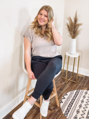 taupe cap sleeve tee