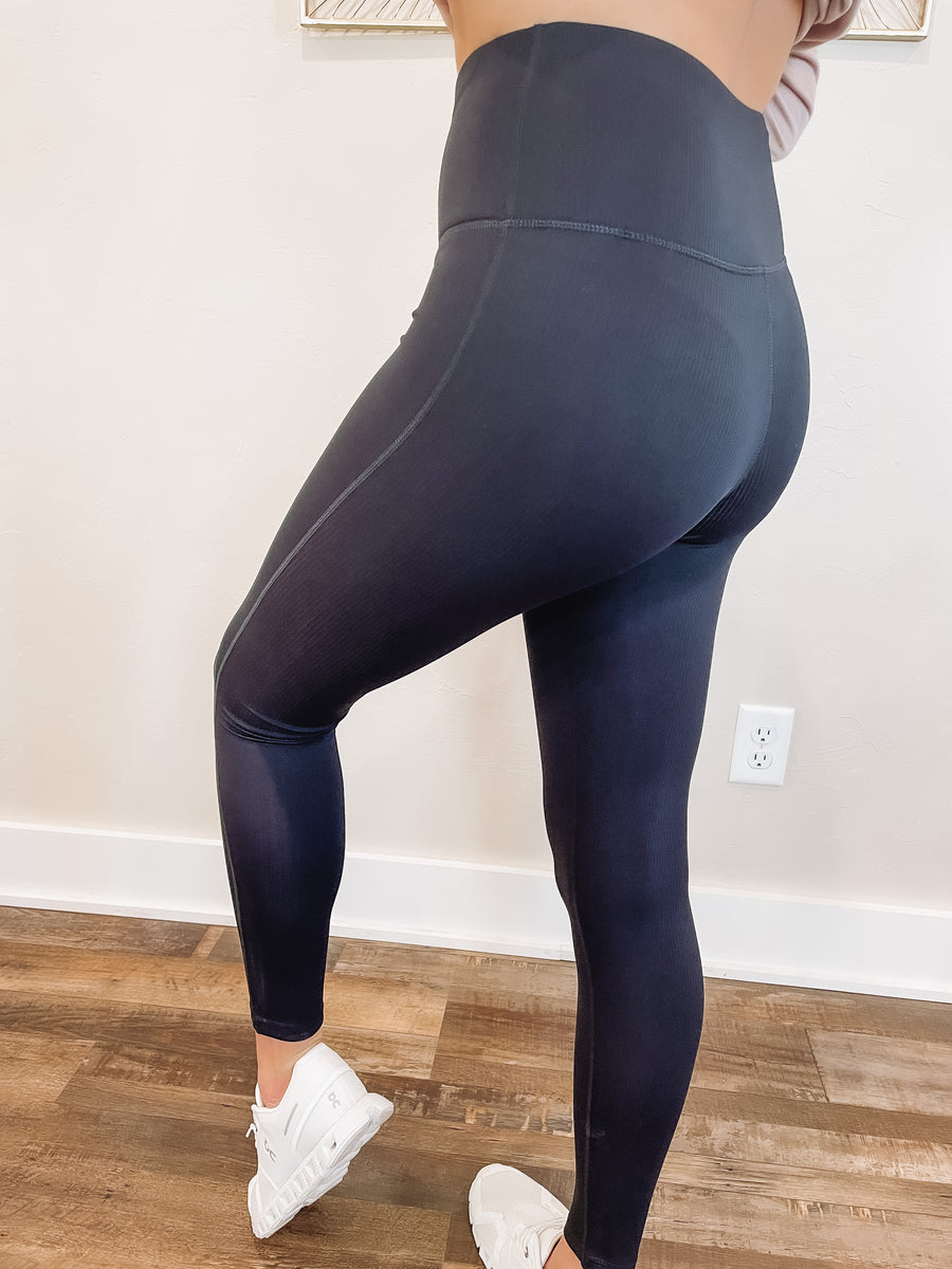 black ribbed leggings