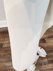 cream ribbed leggings