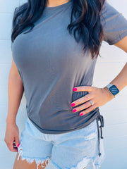 gray ruched top